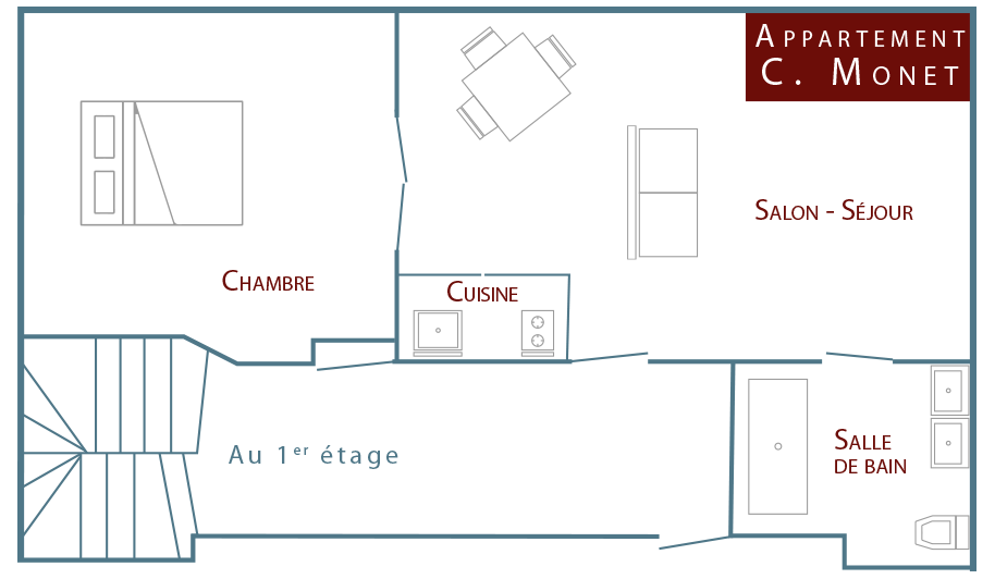 Plan de la location de vacances normandie Monet